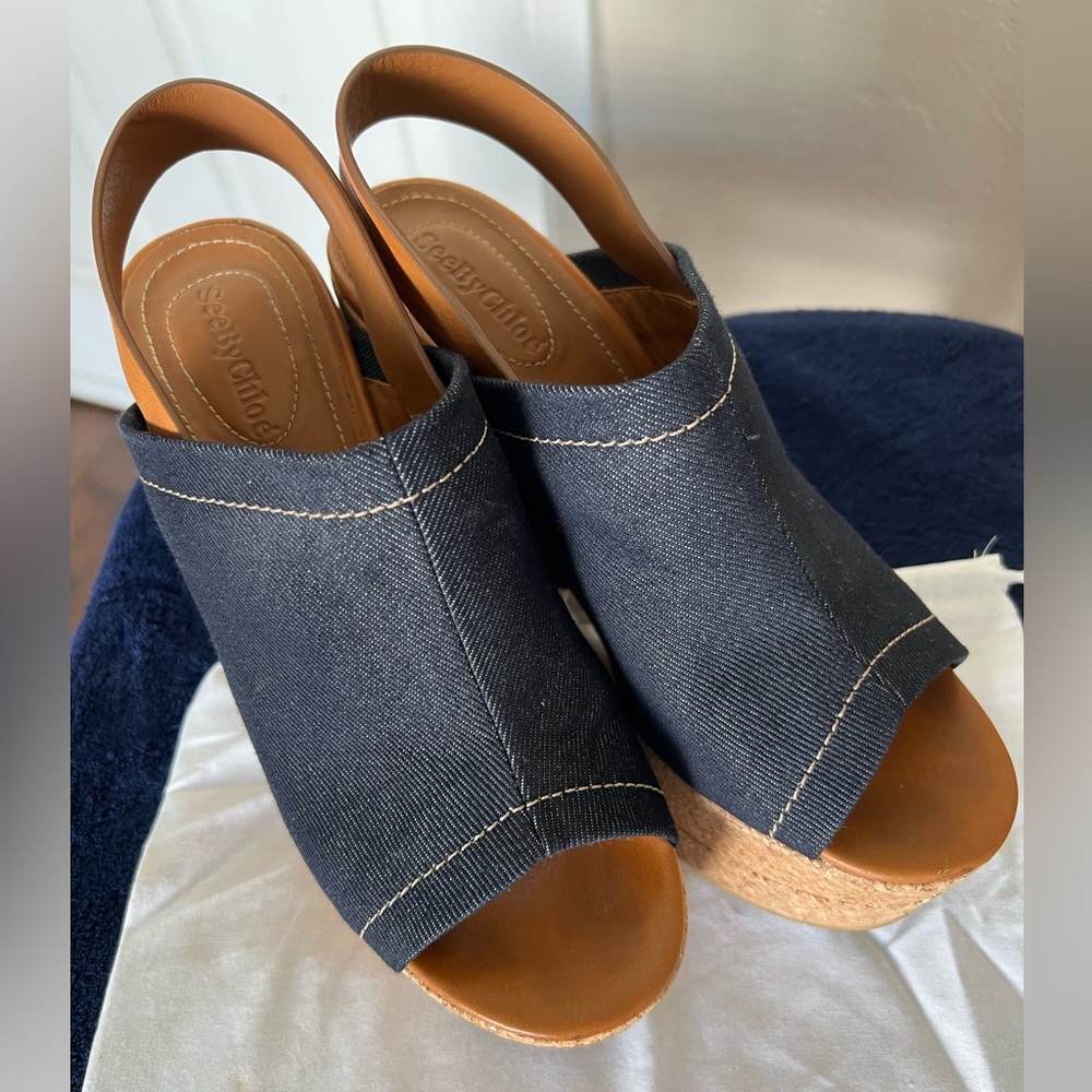 Beautiful denim wedges size (39)